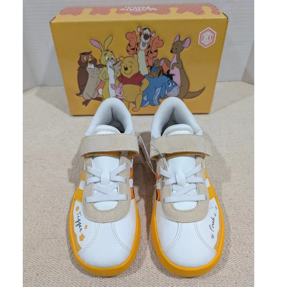 Adidas x Disney Winnie the Pooh VL Court Sneakers Orange White KI9175 Kids 2 NIB
